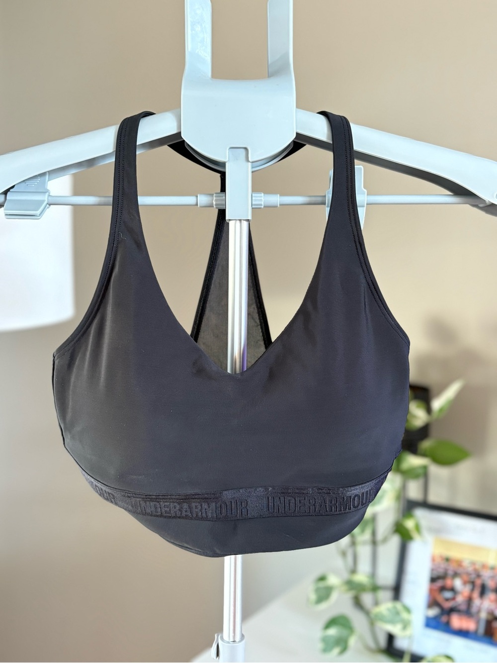 Under Armour Black V-Neck Medium Support Sports Bra
